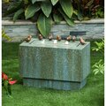 Gloria Patina Resin Rectangular Bubbler Outdoor Fountain with LED Lights and Bronze Birds GL3260954